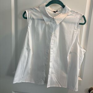 Express White Sleeveless Button-Up Top